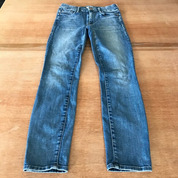 Mother The Looker Crop Skinny Jeans Women 24 Mid Rise Medium Wash Stretch 17675 - Picture 1 of 14